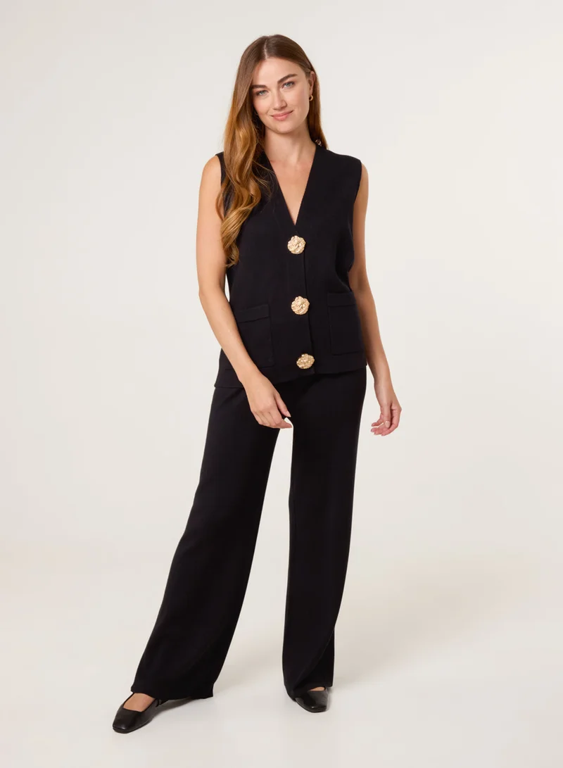بلو فانيلا Two-Piece Set With Gold Button Details